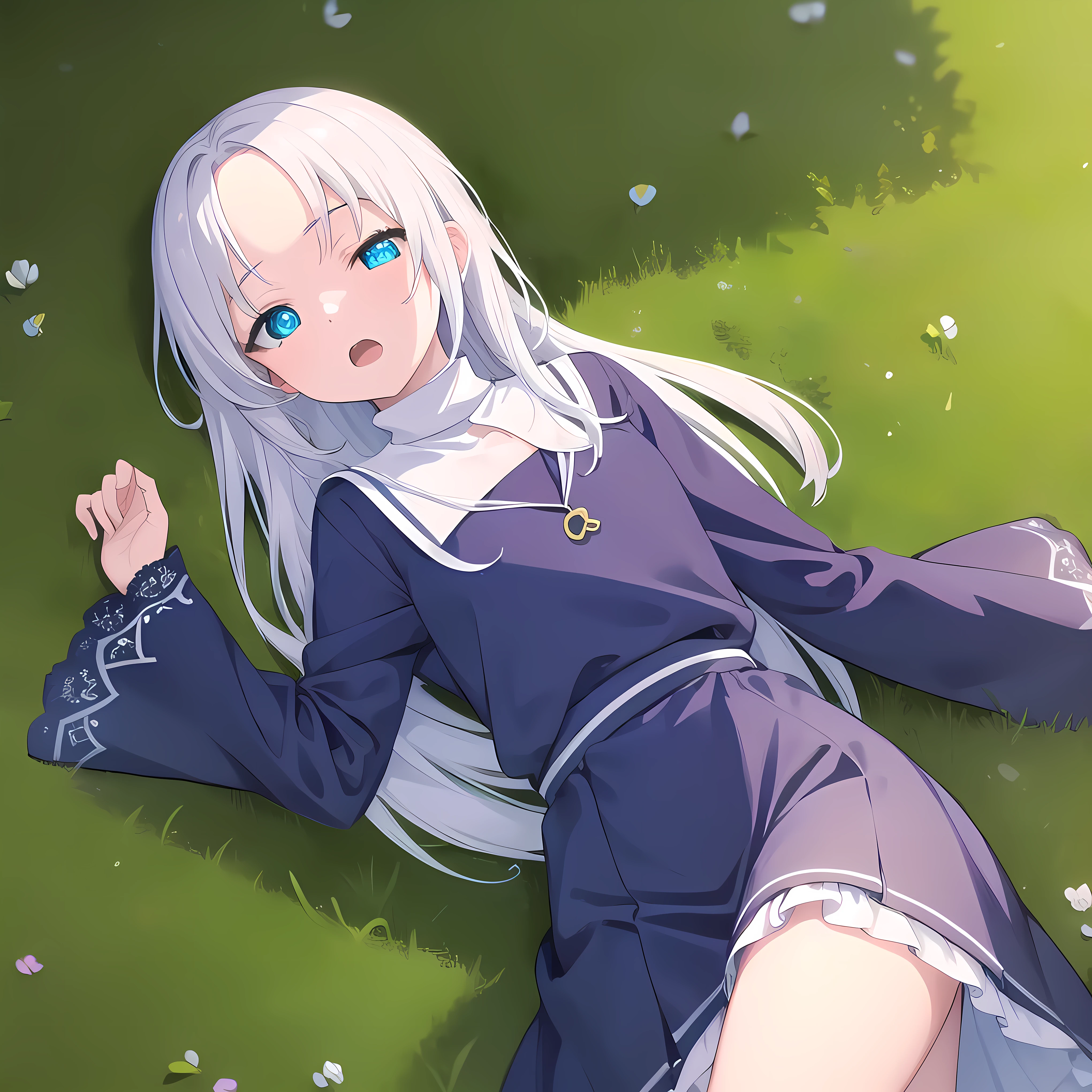 mariatakayama, maria takayama, long hair, blue eyes, fang, aqua eyes,
BREAK jewelry, heart, necklace, nun, habit, white short skirt
BREAK outdoors, lying on the ground, sleeping, closed eyes, open mouth
BREAK sleeping in front of viewer (cowboy shot:1.5),
BREAK (masterpiece:1.2), best quality, high resolution, unity 8k wallpaper, (illustration:0.8), (beautiful detailed eyes:1.6), extremely detailed face, perfect lighting, extremely detailed CG, (perfect hands, perfect anatomy),