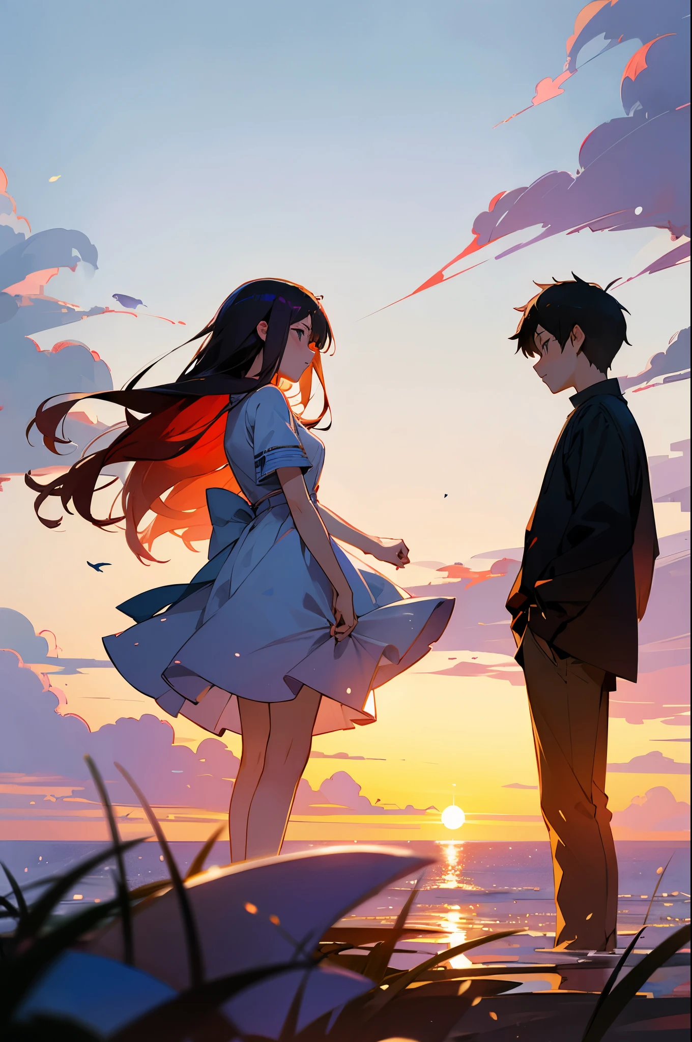 Summer evening dyed in twilight、Two people、Boy and Girl