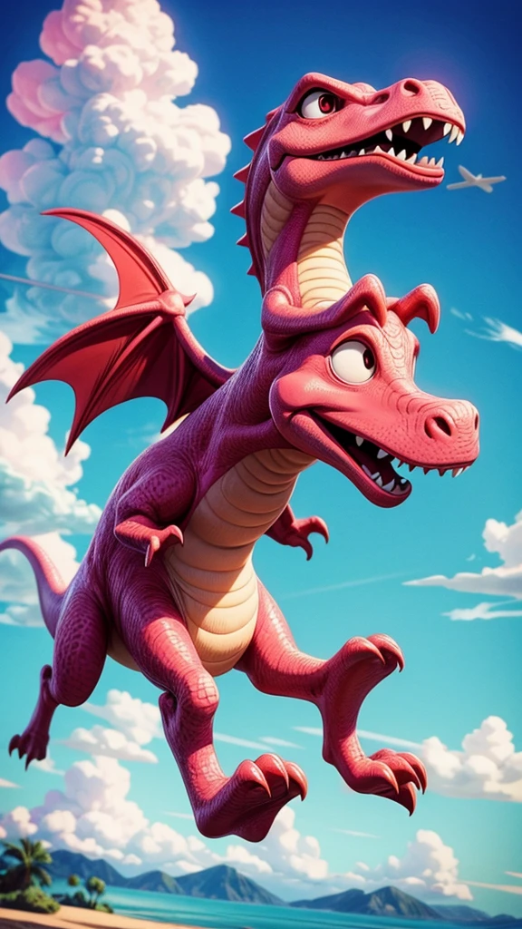 Pink Dinosaur、Get on top of a jet plane
