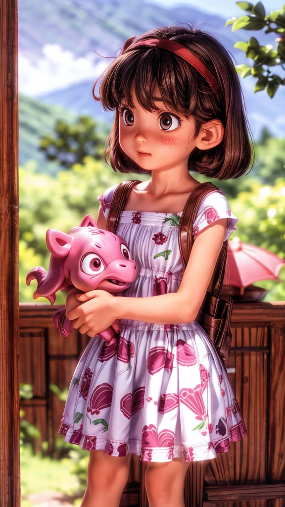 Pink Dinosaur、Playing with a girl