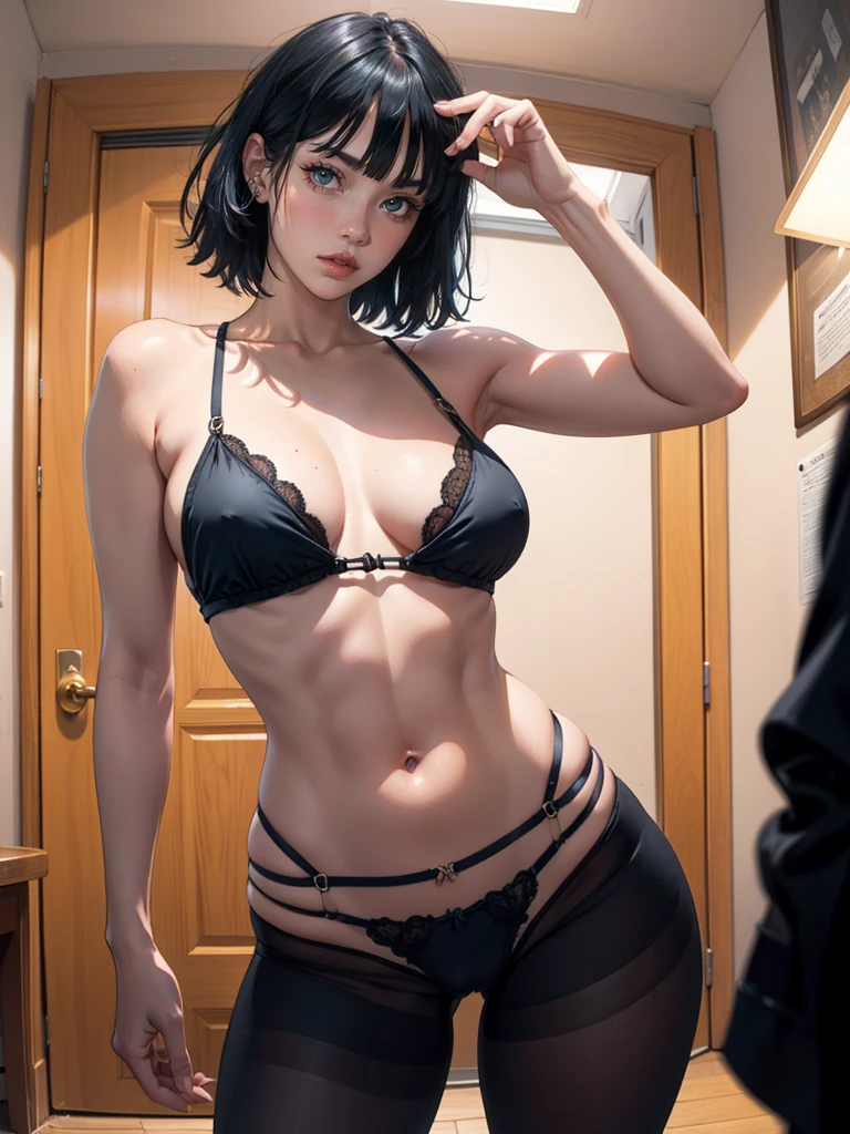 Hyper realistic super detailed sexy fubuki, Very detailed, expressions faciales sexy, seductive facial expressions, [:(Face detail: 1.4): 0.4], 16K resolution, 4k resolution, dinamic lighting, High definition resolution, (hyper realistic: 1.4),(contrasting background: 1.5), hyperrealistic arm), (Hyperrealistic legs), (peau propre), (lighting cinematic: 1.7), (intime), (Technologie NVIDIA RTX Ray Tracing),  hyperrealistic arm: 2), (Ventre plat parfait), (image couleur),fubuki, long hair, large breasts, mirror, room, selfie, holding cellphone, brown pantyhose, pantyhose, thighs, tight cameltoe, see through pantyhose, looking at viewer , masterpiece, best quality, highly detailed, desire, blush, perfect hands, blush, shy, tight gap, skindentation, mirror, room, selfie, holding cellphone.cute pose, half naked, deep cameltoe 