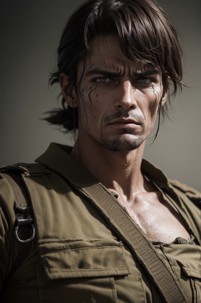Cinematic realistic image of a battle worn scary looking american army soldiers from 1846