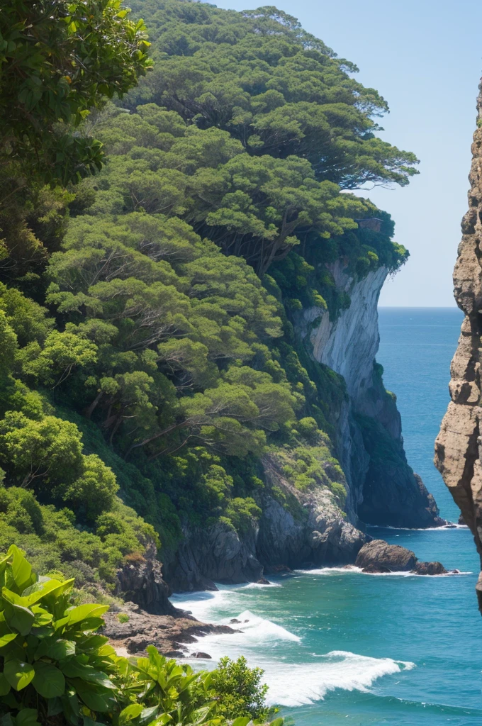 with plants and trees starting to grow, and seas all around