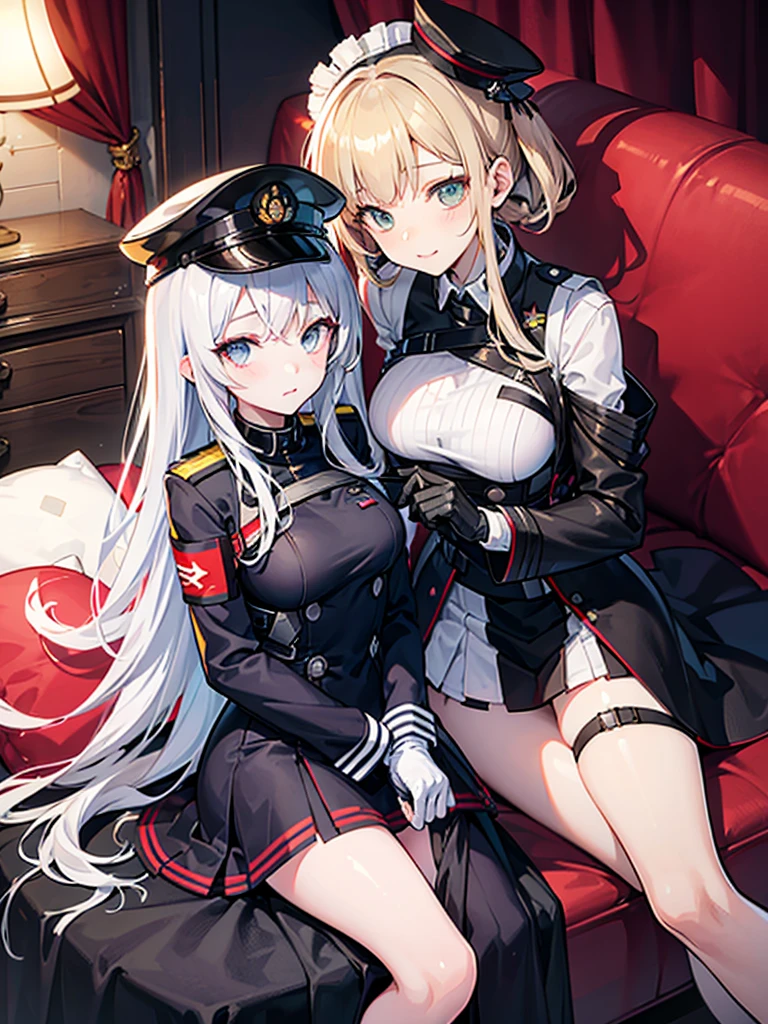 anime girl in uniform with a hat and gloves on, anime maid ss military, girls frontline style, from girls frontline, fine details. girls frontline, in black military uniform, kantai collection style, girls frontline cg, in black uniform, jk uniform, in a soldier uniform, anya from spy x family, marin kitagawa fanart, accurate depiction, noire