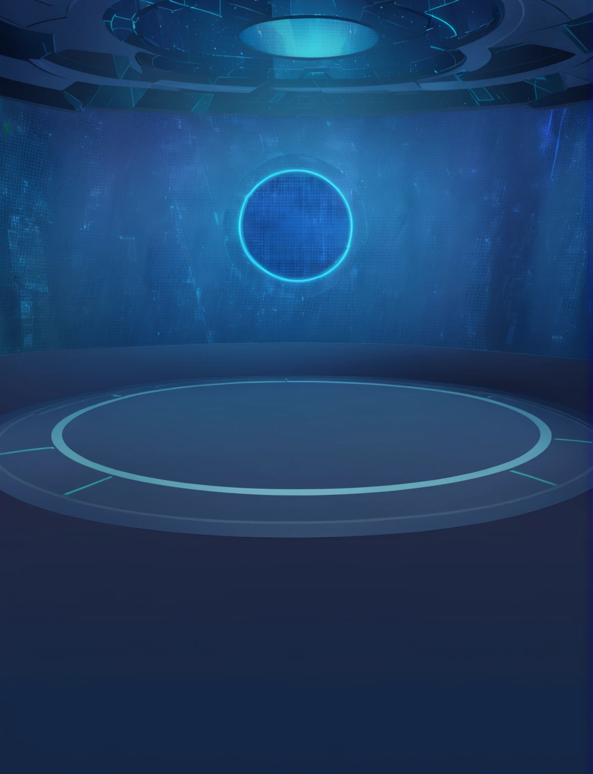 Close up of a futuristic room with circular lighting, arena background, round background, blue circular hologram, basic background, background(hard), odin's stone arena background, plain studio background, cyber background, vivid background, background bar, stage background, studio background, game background, infinite space clock background, Game Coverage, plain background