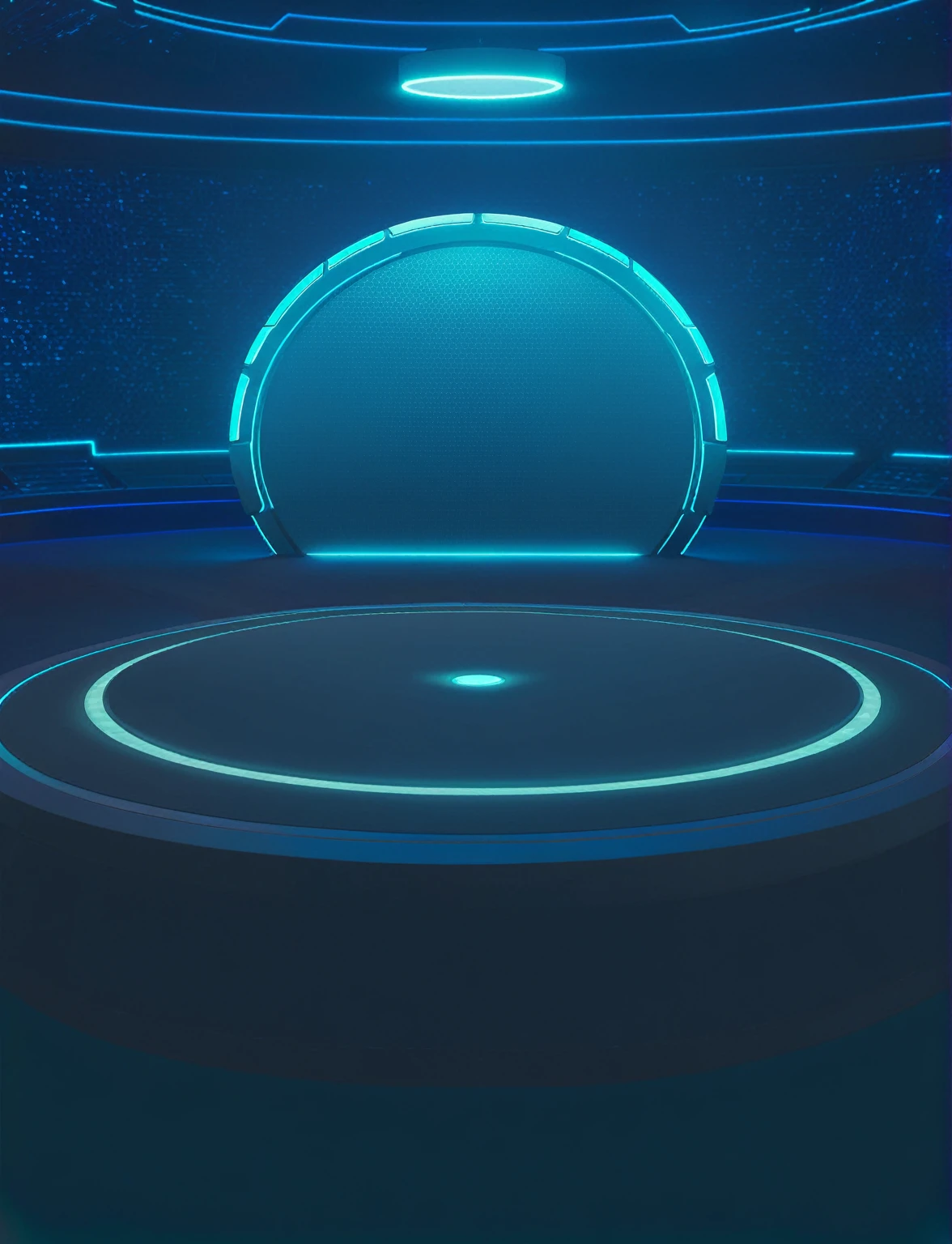 Close up of a futuristic room with circular lighting, arena background, round background, blue circular hologram, basic background, background(hard), odin's stone arena background, plain studio background, cyber background, vivid background, background bar, stage background, studio background, game background, infinite space clock background, Game Coverage, plain background