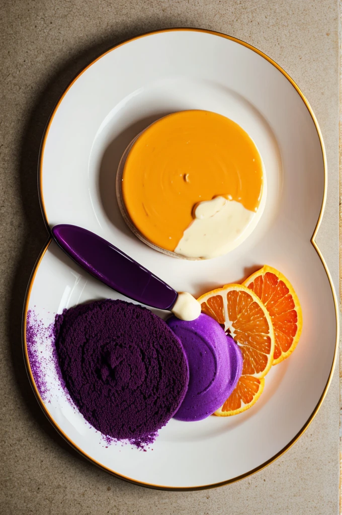 Deep plate with purple and orange cream