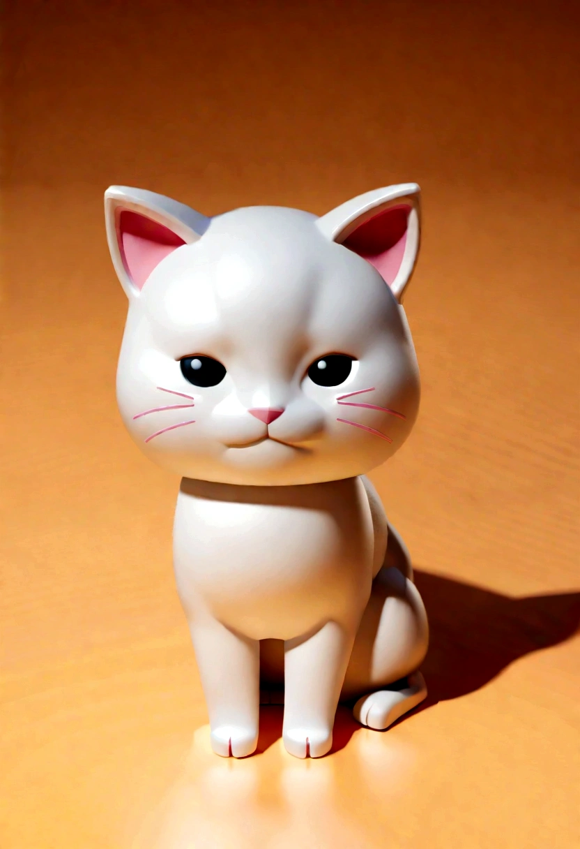 Small and cute isometric cat emoji, Tailcoat cat, black and white cat, Cute and fluffy, Soft gold background, Soft colors, 3d icon clay rendering, 120mm lens, 3D Blender Rendering, Popular on polycount, Modular Constructivism, Orange background, Physically Based Rendering, Center