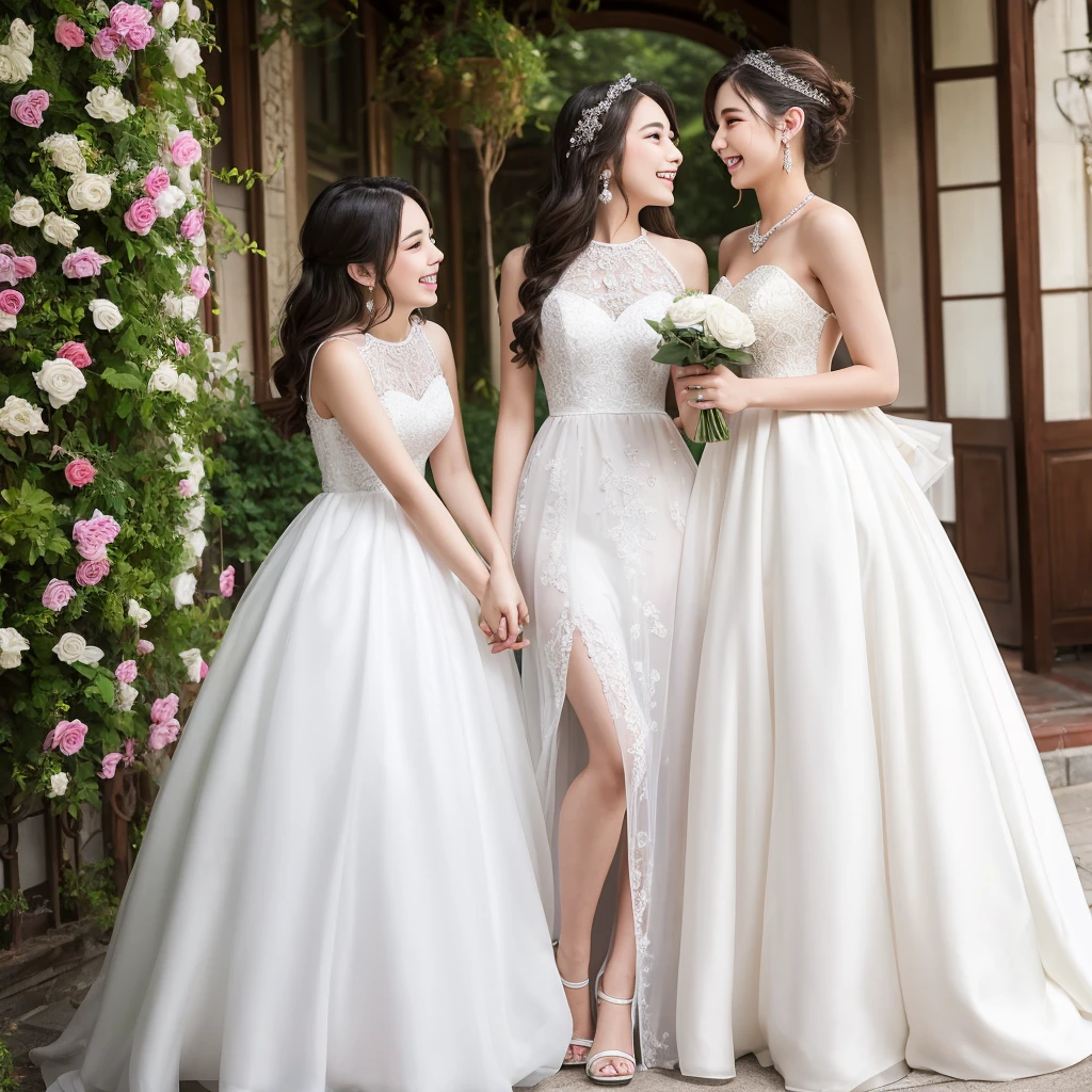 Highest quality、Two Girlarriage between women、Lesbian couple、same-sex love、white prom dresses
