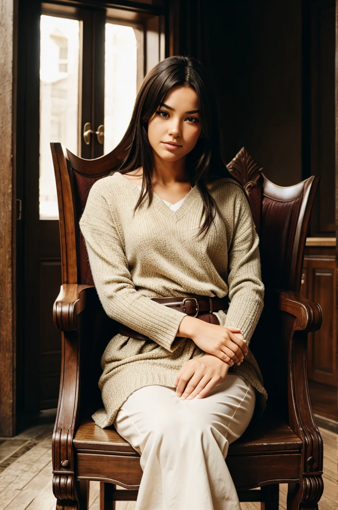 A protagonist is on king chair