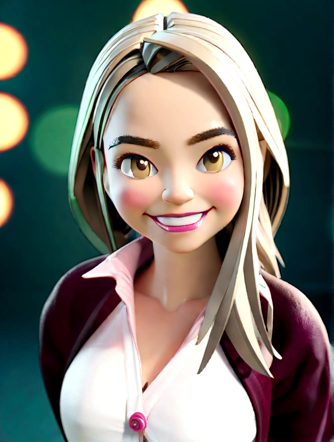 Cartoon character of a woman , animation character, stylized character, animation style rendering, 3d stylized, Arnold Maya rendering, Stylized 3D rendering, toon render screenshot, 3d character, 3d character, Stylized 3D rendering, 3D character rendering, cartoon character, Personagem de close up, character posing,  (Pixar-style) (master part:1.2) (bokeh) (best qualityer) (skin detailed) (detailed texture) (8K) (Argilla) (cinematic lighting) (sharp focus