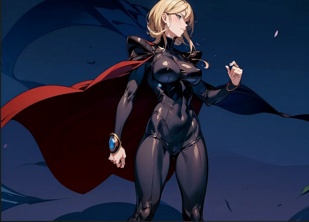 (In Yusuke Murata style), (corpo sexy), (big boobies), (maximum details), (manter a pose), (Her medium blonde hair ), superhero outfit, without cover. 
