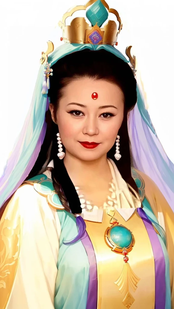 Wearing a teal and purple dress、Arafi woman wearing a turquoise crown, Chinese Queen, Inspired by Li Tang, Inspired by Roma, heise-lian yan fang, Inspired by Gong Xian, Inspired by Wu Li, Inspired by Lv Ji, Inspired by Zhang Zeduan, Inspired by Lan Ying, Inspired by Zhao Zuo