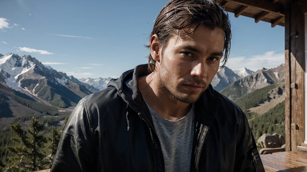 Mountain. Man. Wet