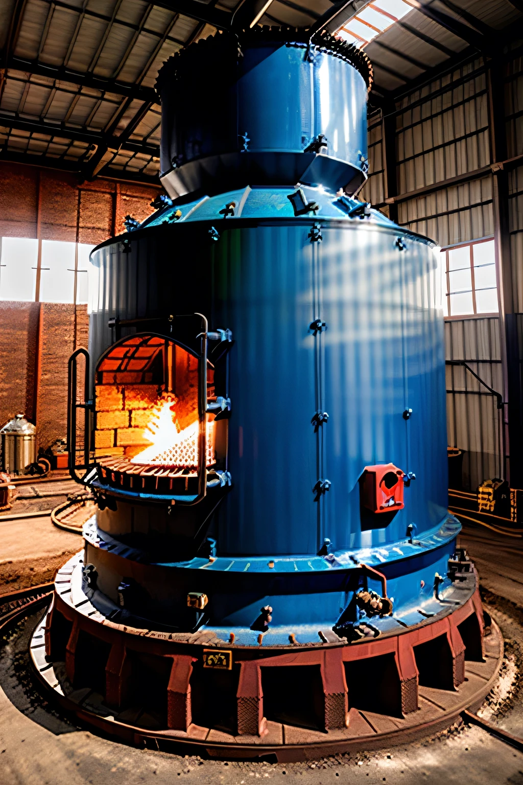 cupola furnace, cross section,Coke、Molten iron、Shaft Furnace