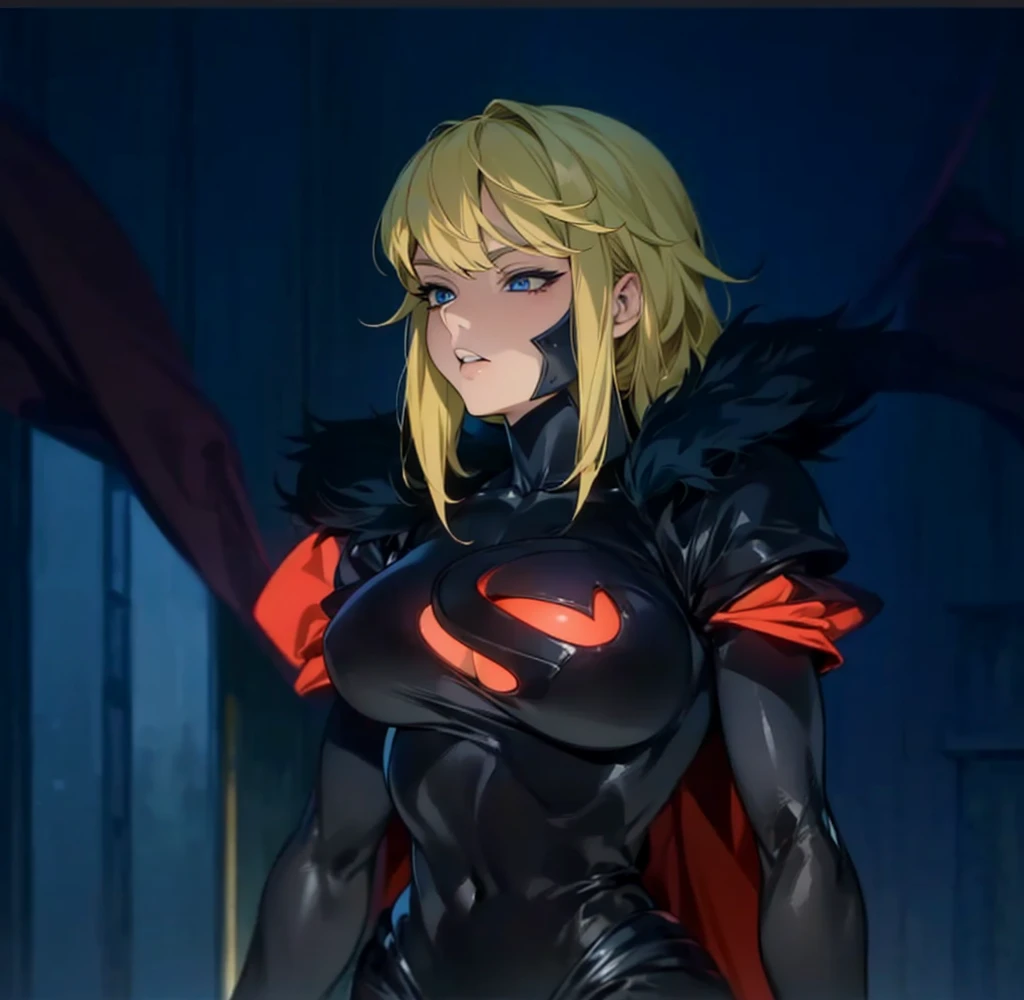 (In Yusuke Murata style), (corpo sexy), (big boobies), (maximum details), (manter a pose), (Her medium blonde hair ), superhero outfit, without cover.