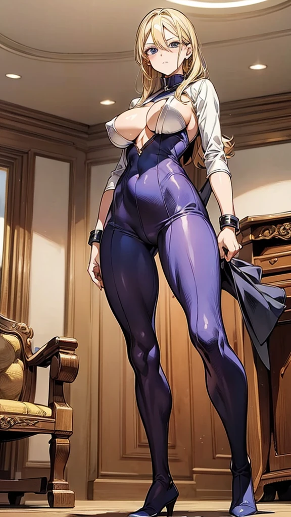 (In Yusuke Murata style), (corpo sexy), (big boobies), (maximum details), (manter a pose), (Her medium blonde hair ), superhero outfit, without cover. superhero skintight outfit
