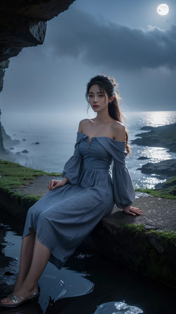 Special clothing 46,Off-shoulder dress, Deep in Wonderland，Moonlight falls like water，Foggy Room，The heroine&#39;s figure is vaguely visible，Like a fairy in a painting，Slender sexy legs，Very beautiful legs，Leaking sexy legs，Large Breasts，美丽而又带着一丝mystery的色彩。Her face is beautiful and delicate，Like a finely carved jade，Showing extraordinary beauty。The eyebrows are so pretty，The waves in my eyes are like twinkling stars，Show the light of perseverance and wisdom。The bridge of the nose is straight，Cherry lip color，The slightly upturned corners of the mouth reveal confidence and calmness。Her face is chiseled，Skin like jade，Reveal healthy glow，Just like fairies, She never eats worldly fireworks。Her makeup is light and delicate，No excessive embellishment，But it is enough to show her temperament and charm。Light foundation highlights the translucence of the skin，A light eyebrow pencil outlines her perfect eyebrow shape，Eye makeup is eye shadow and eyeliner，Make her eyes brighter、Energetic。嘴唇涂上grace的口红，Add a touch of charm and sophistication。她的衣服grace别致，Clothes fluttering，As if the wind will blow it up at any time，Drifting away。既不失grace，She also showed her extraordinary ball skills。A wide belt tied around the waist，There is a crystal clear jade pendant hanging on it.，Swaying with her movements。Her hair was tied back casually.，Secure with a jade hairpin，A few strands of hair fluttering gently in the wind，Add a touch of softness。Her figure looms in the fairyland，宛如一道Large Breasts美丽的风景线，Attracted everyone&#39;s concern。She seems like a fairy in wonderland，Large Breasts美丽、grace、mystery、Full of power。