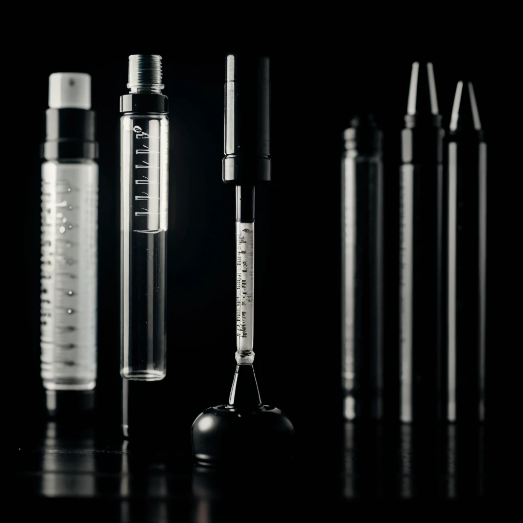 Vaccine. black background. The vaccine tube looks scary.