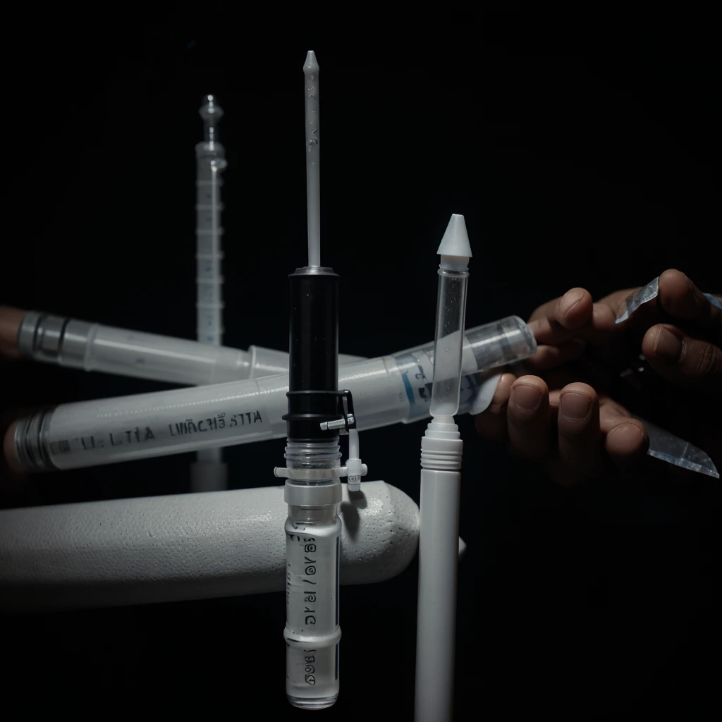 Vaccine. black background. The vaccine tube looks scary.