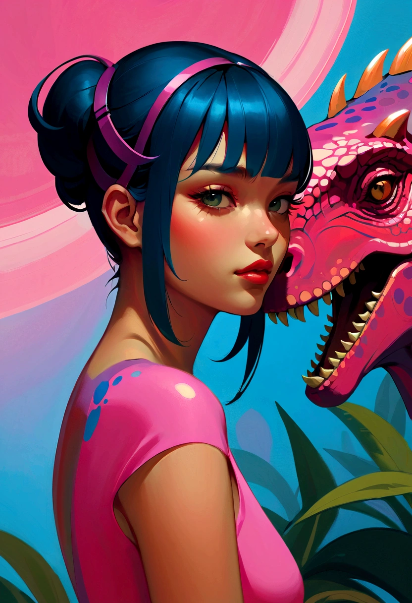 (Girlish Painting:1.3) of (Ultra detailed:1.3),(Cosy:1.3),best quality,masterpiece,highly detailed,ultra-detailed,(a Pink Dinosaur), unreal engin 5,octane render,(2D:1.2), limited palette flat color,, digital painting, artstation, concept art, smooth, sharp focus,art by ross tran and greg rutkowski and alphonse Mucha and Bak Karol,, (oil painting:1.16),(acrylic paint:1.16),(colorful:1.5), (watercolor:1.16),, by (nvinkpunk:1.0),(kuvshinov:1.0),(dreamlikeart:1.0),(samdoesart:1.0),(modelshoot style:1.0),(by Artist Koho Shoda:1.3),(by Artist Mike Mignola:1.3),(by Artist Joop Polder:1.3),(Classicism Art:1.3),(Industrial Art:1.3),(Solarpunk Art:1.3)