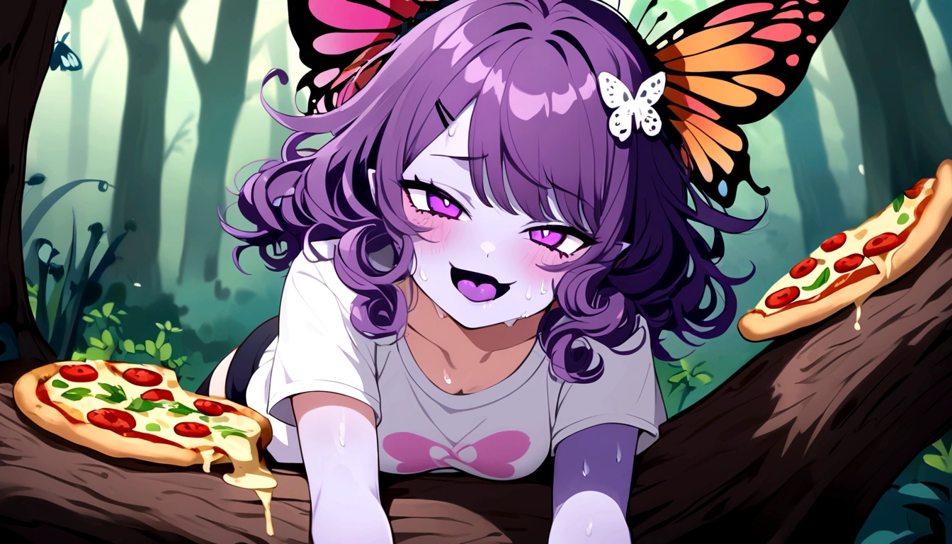 1 g1 gothic monster girls, with long messy hair, dark green and purple hair, creepy hair ornament, flowers in hair, bugs in hair, lots of bugs in her curly hair, pretty face,very sweaty gymshorts, t-shirt, purple skin tone, skin color, pink polka dots on her skin, cute butterfly wings, abnormal skin color, big animal ears, anime style ,monster girl, seductive eyes, seductive smirk, PurPle tongue, purple drool, magenta eyes, happy, open mouth, the inside of her mouth is teal, sitting directly on plate of pizza, her butt right on the pizza, her butt is touching the pizza, part of the pizza's on her butt, cheese stuck on her butt, no space between pizza and her butt, she's in the forest, the pizza she's sitting on is on a small tree trunk, the viewer is looking at her from behind, she's turning her face to see the viewer,\"},"}, {"generated_text": "1 g1 gothic monster girls, with long messy hair, dark green and purple hair, creepy hair ornament, flowers in hair, bugs in hair, lots of bugs in her curly hair, pretty face,very sweaty gymshorts, t-shirt, purple skin tone, skin color, pink polka dots on her skin, cute butterfly wings, abnormal skin color, big animal ears, anime style ,monster girl, seductive eyes, seductive smirk, PurPle tongue, purple drool, magenta eyes, happy, open mouth, the inside of her mouth is teal, sitting directly on plate of pizza, her butt right on the pizza, her butt is touching the pizza, part of the pizza's on her butt, cheese stuck on her butt, no space between pizza and her butt, she's in the forest, the pizza she's sitting on is on a small tree trunk, the viewer is looking at her from behind, she's turning her face to see the viewer,\"},"}, {"generated_text": "1 g1 gothic monster girls, with long messy hair, dark green and purple hair, creepy hair ornament, flowers in hair, bugs in hair, lots of bugs in her curly hair, pretty face,very sweaty gymshorts, t-shirt, purple skin tone, skin color, pink polka dots on her skin, cute butterfly wing