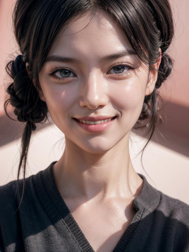 black hair, hair bobbles, wince, light smile, ear blush, ccurate, Surrealism, drop shadow, anaglyph, stereogram, tachi-e, pov, atmospheric perspective, 8k, super detail, best quality, UHD