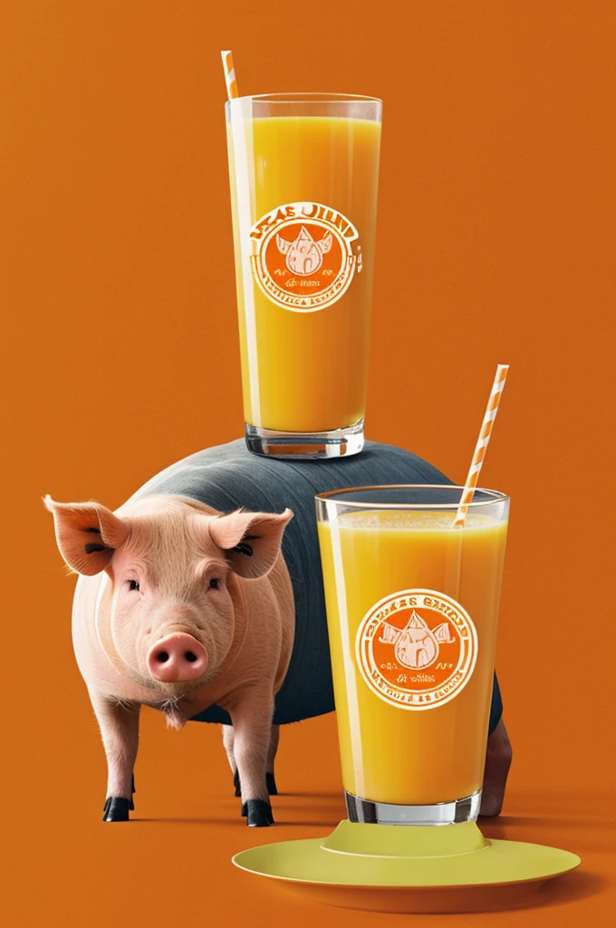 Orange juice with pig logo