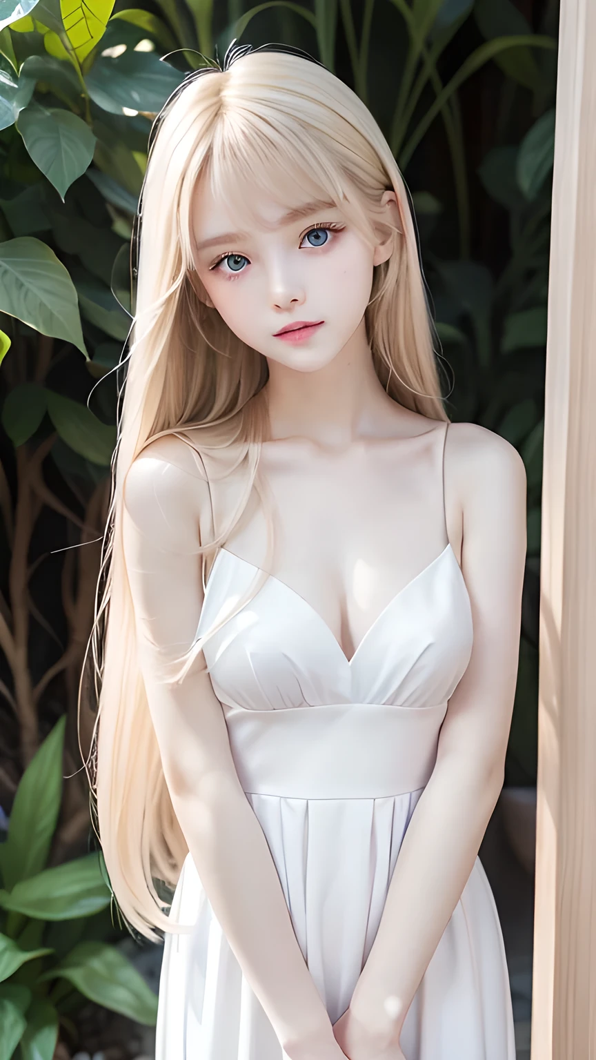 Very white and radiant beautiful skin, A beautiful girl, Unparalleled beauty, Bright, refreshing and gentle expression, Perfect beautiful pretty face、Shiny blonde silk super long straight hair, Beautiful shiny bangs, A very beautiful 15-yr-oirl, liner, Very perfect and beautiful cute big clear bright white blue eyes、、Sailor suit、