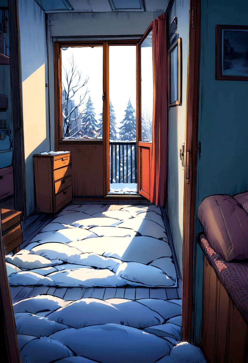Window from inside. An old Soviet apartments in a tense winter