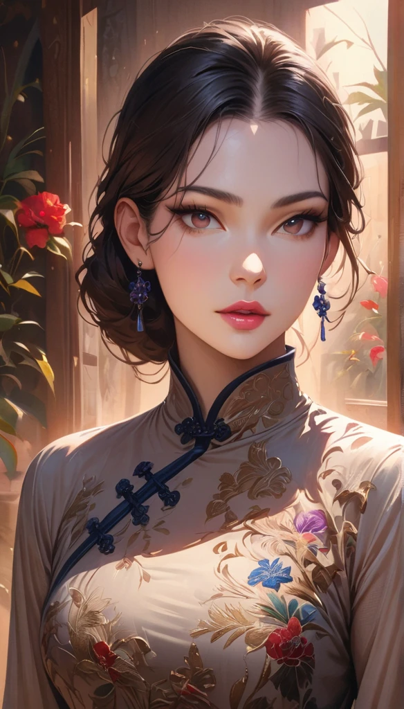 (best quality,4k,highres,masterpiece:1.2),ultra-detailed,(realistic,photorealistic,photo-realistic:1.37),fashion magazine cover: barbie doll wearing a Chinese cheongsam,high-end fashion,magazine-worthy modeling,exquisite details,chic and trendy,flawless makeup,perfect hair,gorgeous expression,beautiful detailed eyes,beautiful detailed lips,stunning pose,professional photoshoot,stylish background,colorful and vibrant dress,fashion accessories,dazzling jewelry,sparkling heels,luxurious fabrics,elegant embroidery,delicate patterns,traditional yet modern,attention to cultural heritage,graceful silhouette,confidence and elegance,graceful movement,editorial beauty,glamorous lighting,sophisticated aura,a celebration of beauty and fashion,inspiring and empowering,iconic representation.