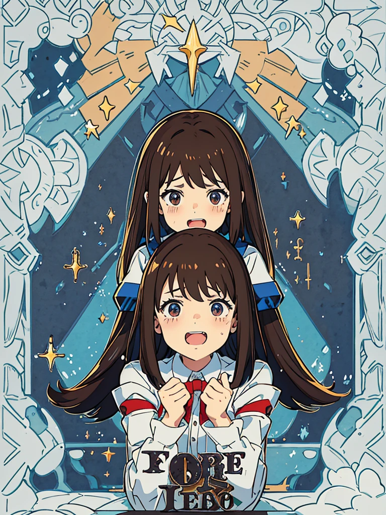 make a 7 year old girl, cornered while boys bully her (bullies) surround her, laughing and teasing. She shrinks, trying not to cry. The girl is brunette, short brown hair, and with big, starry eyes, but due to fear, the spatial eye disappears. 