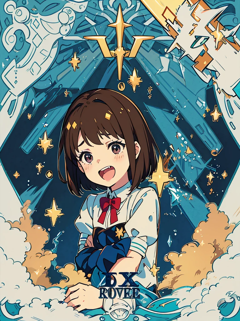 make a 7 year old girl, cornered while boys bully her (bullies) surround her, laughing and teasing. She shrinks, trying not to cry. The girl is brunette, short brown hair, and with big, starry eyes, but due to fear, the spatial eye disappears. 