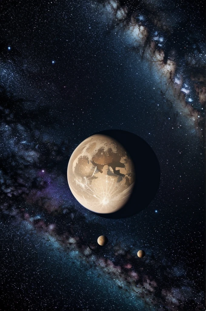 Make a beautiful love wallpaper with a planet and stars and have the letters around it "t" , "S"