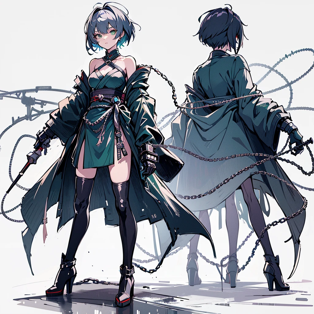 a teenage girl with tanned skin, short curly light blue hair, dark green eyes, a scar on her eye, wearing a leather jacket, intricate details, photorealistic, 8k, best quality, masterpiece, highly detailed, dynamic pose, dramatic lighting , cinematic atmosphere, moody color palette, anime textures