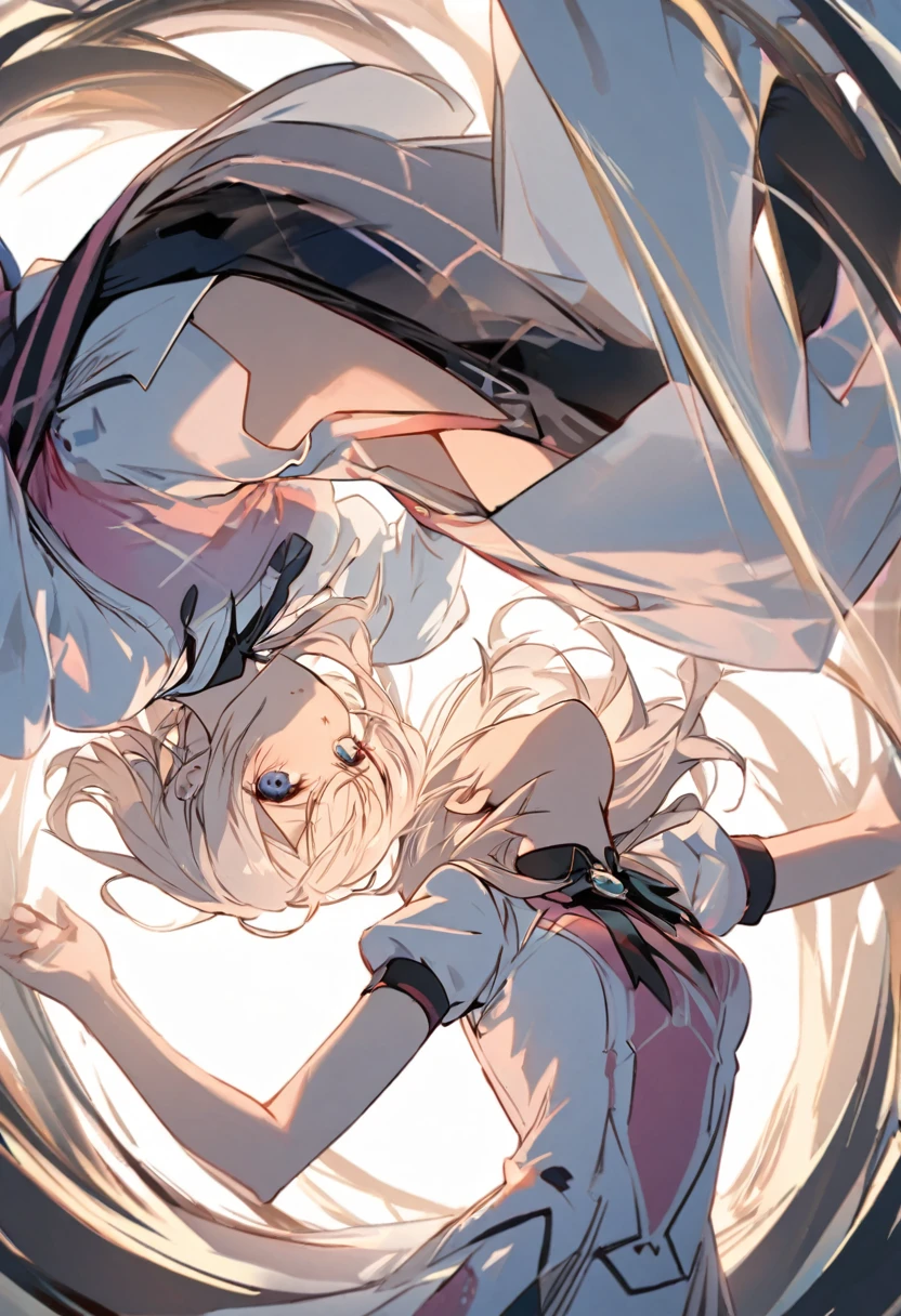 Upside down、Two women, one above and one below, are looking at each other