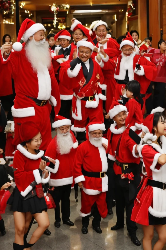 日本のお祭りとクリスマスとハロウィンを融合させたイベントの模Mr.を、Draw it in a manga style。The event venue is lively、It is decorated with colorful ornaments.。people々Yukata and Santa costumes、I enjoy dressing up for Halloween。In the stall、Along with the standard festival food、Christmas cakes and Halloween sweets are also on sale.。At the event stage、Dance and song、Fireworks show etc.、Mr.々A great performance is taking place。The whole venue was filled with smiles and cheers.、There is a fun atmosphere。
