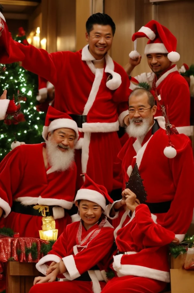 日本のお祭りとクリスマスとハロウィンを融合させたイベントの模Mr.を、Draw it in a manga style。The event venue is lively、It is decorated with colorful ornaments.。people々Yukata and Santa costumes、I enjoy dressing up for Halloween。In the stall、Along with the standard festival food、Christmas cakes and Halloween sweets are also on sale.。At the event stage、Dance and song、Fireworks show etc.、Mr.々A great performance is taking place。The whole venue was filled with smiles and cheers.、There is a fun atmosphere。