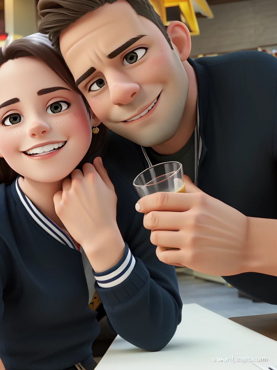 couple in a bar having fun drinking