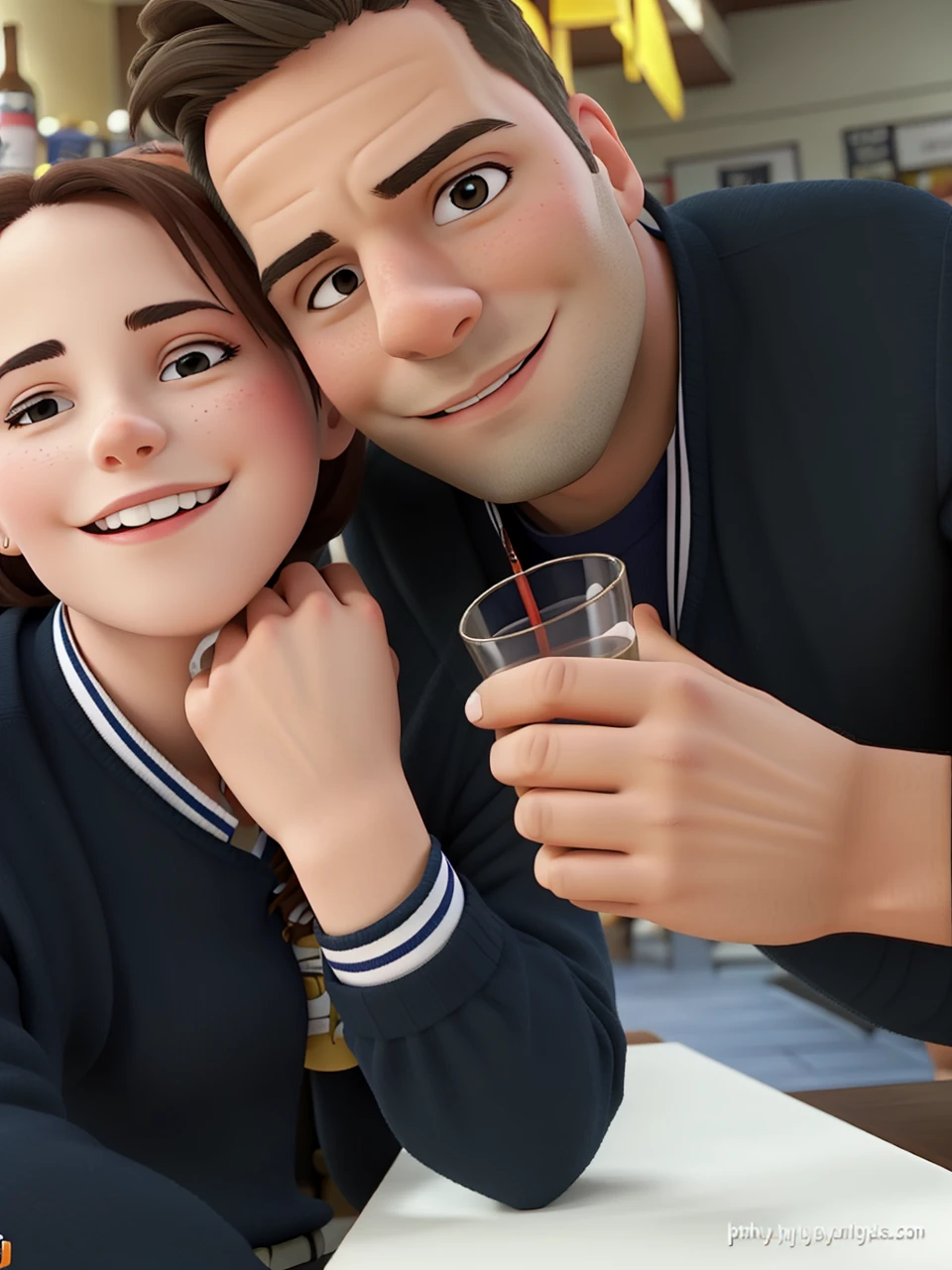 couple in a bar having fun drinking
