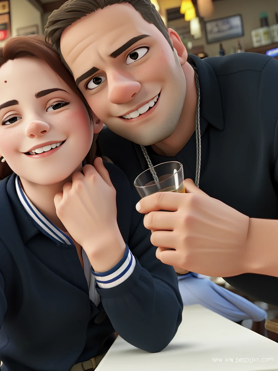 couple in a bar having fun drinking