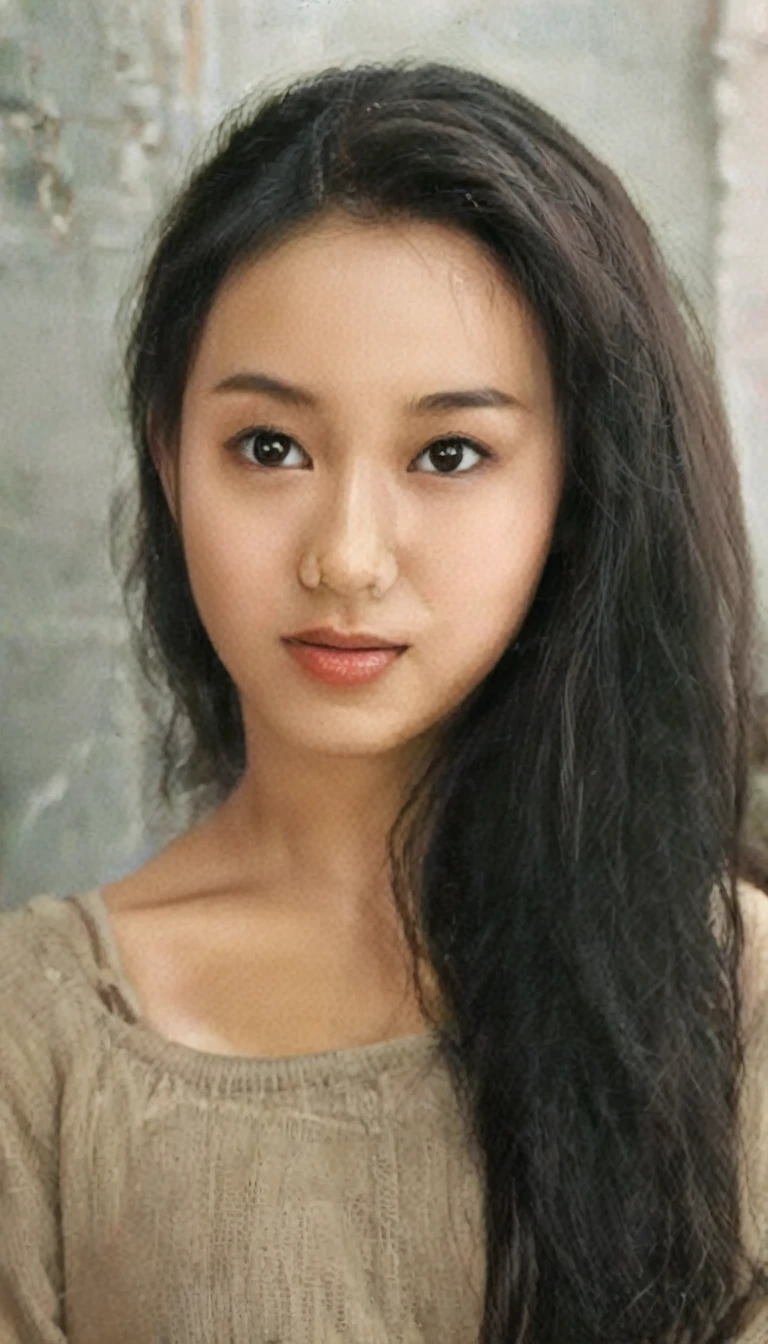 Hiper realistic and natural picture, A young pretty woman. Black weavy hair, blasian