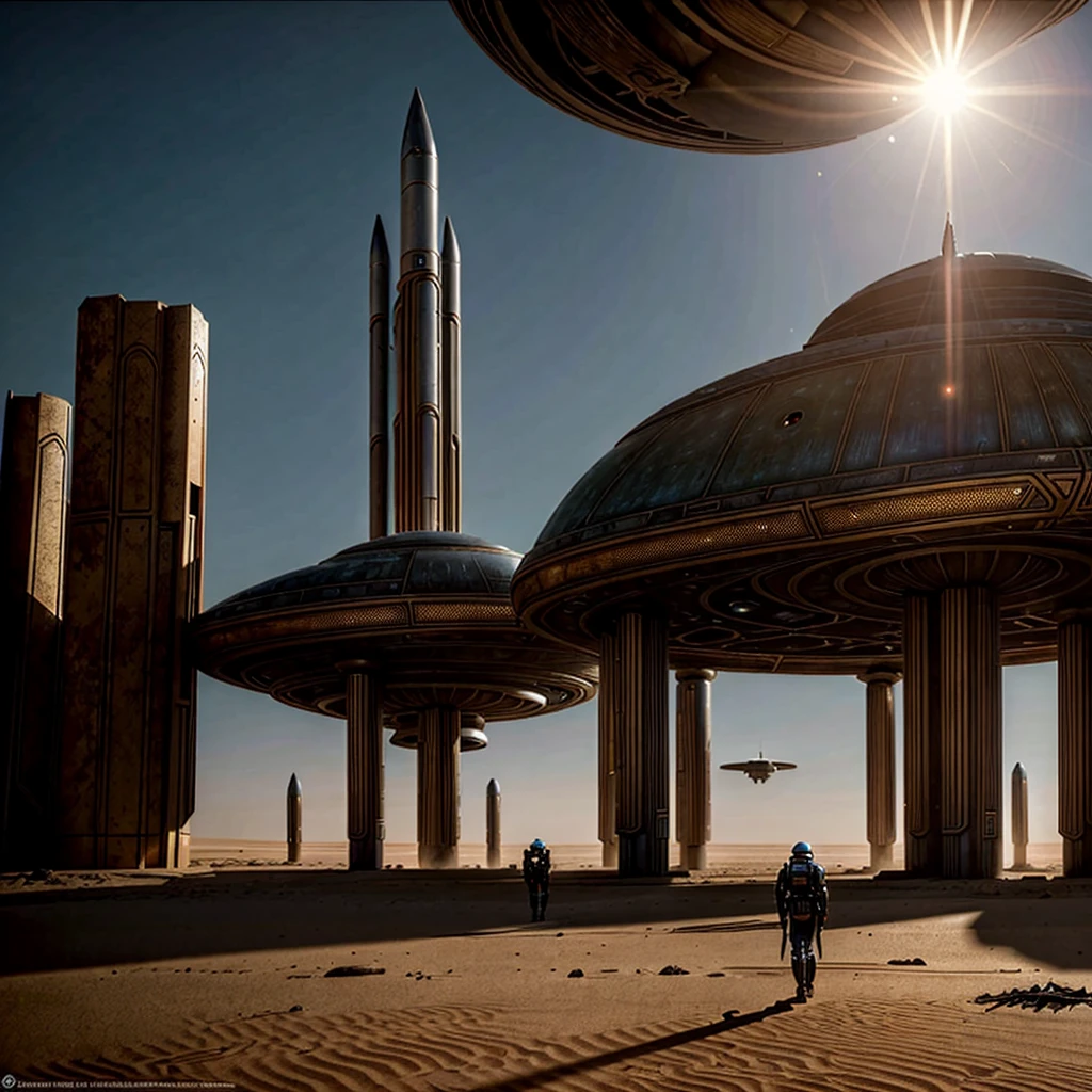 Photorealistic Sci-fi movie featuring the interiors of the royal African sci-fi worship Temple of the Bene Gesserit in a warworld alien invasion planet, movie in the style of Dennis Villeneuve