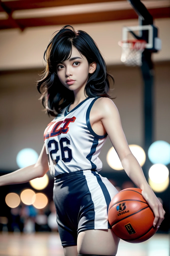 (8k, best quality, masterpiece:1.2), (realistic, photo-realistic:1.37), ultra-detailed,best quality, ultra high res, professional lighting, photon mapping, radiosity, physically-based rendering, cinematic lighting, basketball court,depth of field, sharp focus,sunbeam, good composition,(bokeh:1.2) 1girl,solo,(full body), (closed mouth),beautiful detailed eyes, pose, narrow waist,basketball uniform, black hair,messy hair,long hair floating in wind,(ulzzang-6500:1.2)
mix4, hiqcgbody