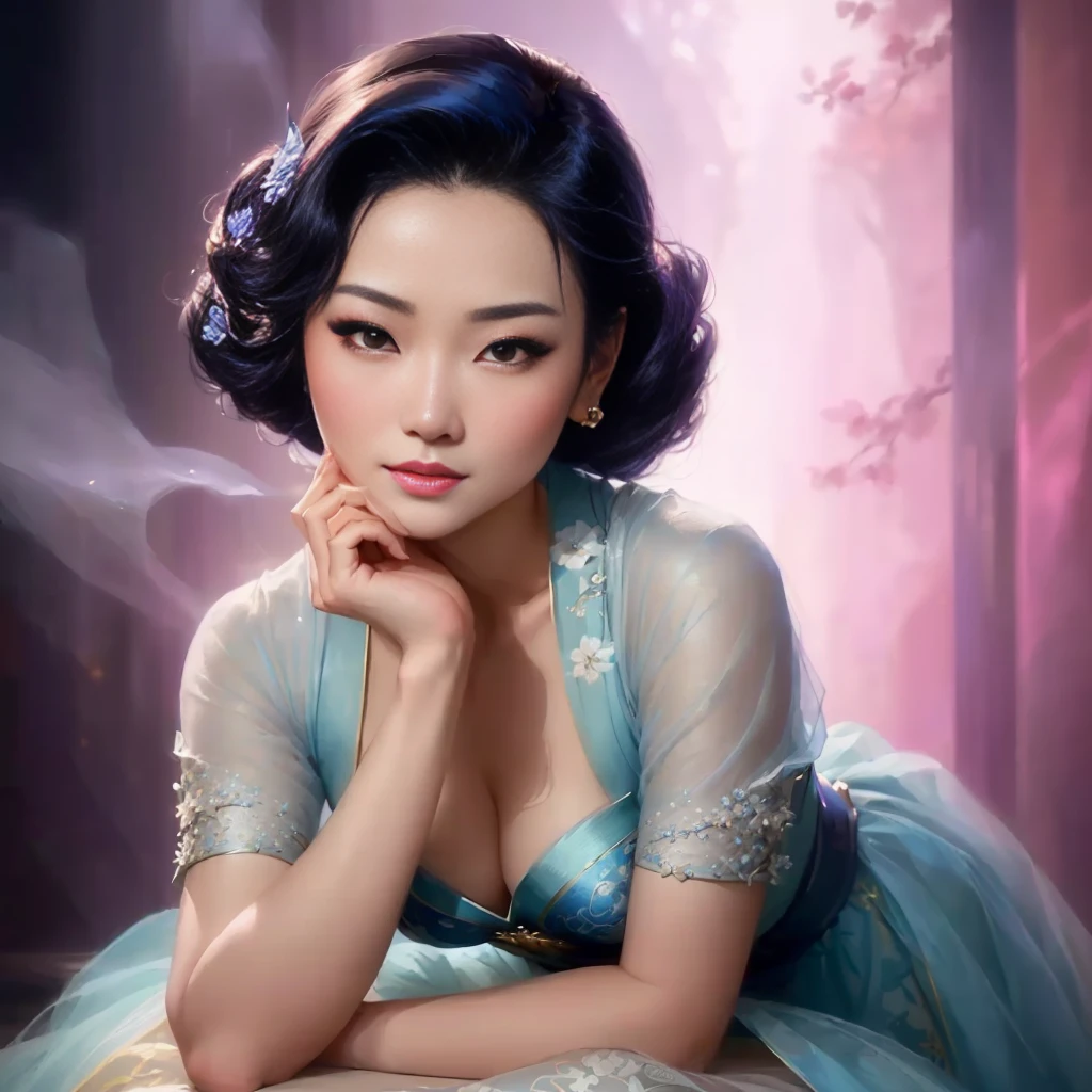 arafed woman in a blue dress posing for a picture, jingna zhang, ross tran 8 k, portrait of mulan, wlop and ross tran, ross tran and artgerm, chinese woman, chinese princess, ross tran and wlop, li bingbing, glamour portrait, beautiful oriental woman, ruan jia beautiful!, ross tran style, chinese girl