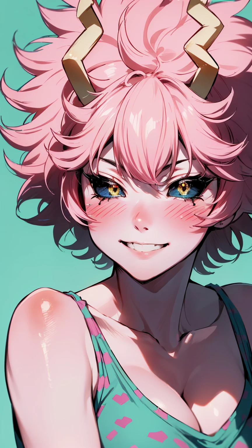 (best quality:1.3), (4k quality), 1 mature woman, Mina Ashido by boku no hero, , ((Detailed face)), (blush), whole body, large smile