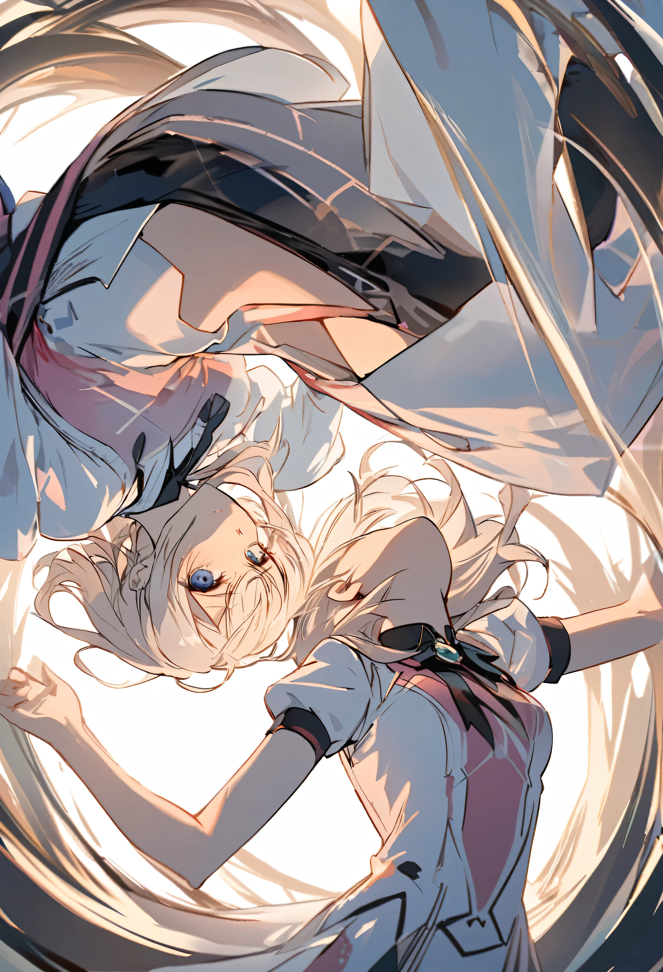 Upside down、Two women, one above and one below, are looking at each other