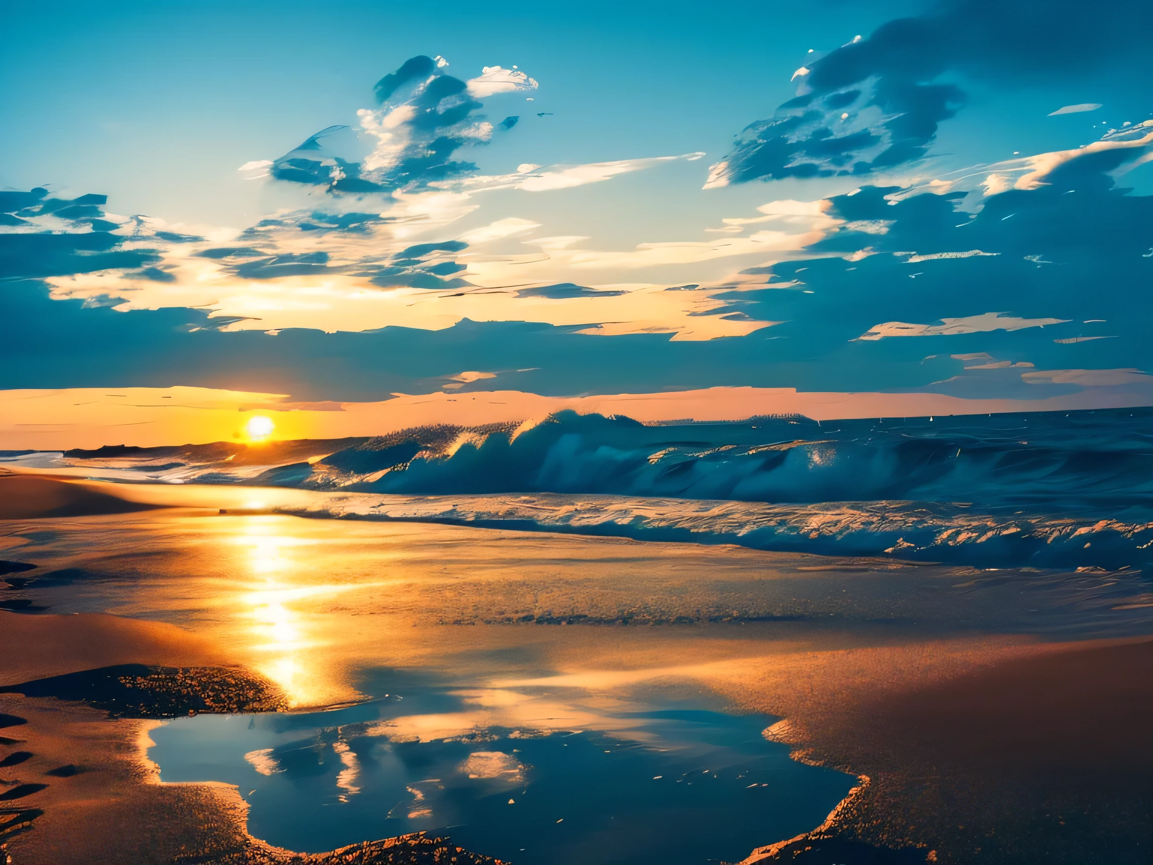 Seaside, evening,