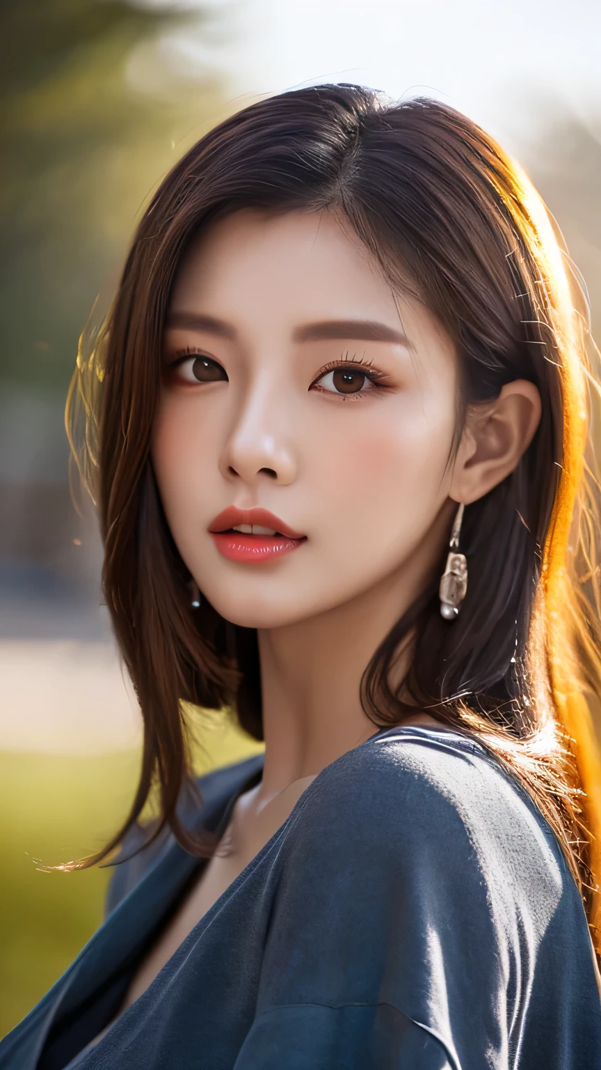 (8K、Raw photo、Highest quality、masterpiece:1.2)、(Realistic、Photorealistic:1.37)、Ultra-detailed、Ultra-high resolution、Beautiful and well-proportioned face,Asian, Lip gloss(Wet lips),Big Breasts,Beautifully detailed skin、Skin Texture、Professional Lighting、Sexy Bust Emphasis
