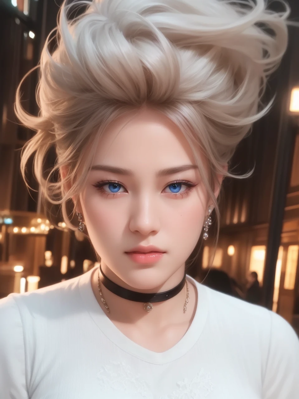 Beautiful big breastokeh), indoors, detailed luxury living room, gentle and charming beautiful goddess, Korean(kpop-idol), solo, necklace, oval face, double eyelids, smart, good hands, good feet, Natural, (from below angle), (glossy skin:1.05), ((low angle)), Perfect figure, (64k, UHD, RAW photo, best quality, masterpiece:1.4), (realistic, photo-realistic:1.37), ultra high res, photon mapping, radiosity, physically-based rendering, professional soft lighting, blue eyes, purpel hair